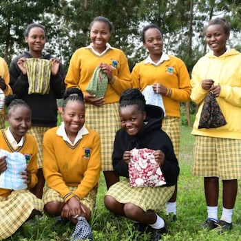 SAG Kit Distribution image showing Rititi Secondary School girls receiving 45 kits in Rititi, Kenya on May 19, 2023