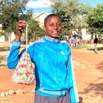 SAG Kit Distribution image showing Loibor Siret Secondary girls receiving 16 kits in Loibor Siret, Tanzania on May 25, 2023