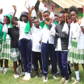 SAG Kit Distribution image showing Muramati Secondary School girls receiving 176 kits in Muramati, Kenya on Jun 16, 2023