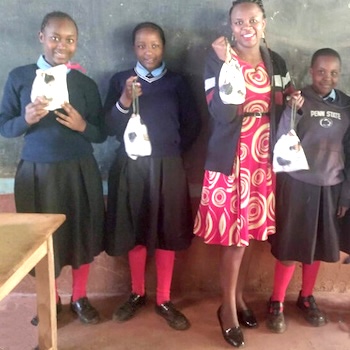 SAG Kit Distribution image showing Mukurweini Community/School girls receiving 1519 kits in Mukurweini, Kenya on Sep 2, 2023