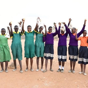 SAG Kit Distribution image showing Kurum Primary School girls receiving 128 kits in Doldol, Kenya on Sep 15, 2023