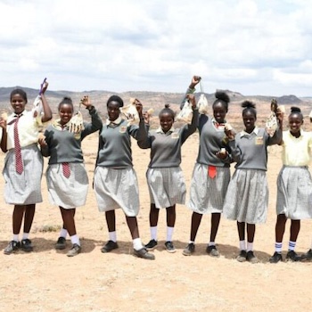 SAG Kit Distribution image showing Kurum Secondary School girls receiving 123 kits in Doldol, Kenya on Sep 15, 2023