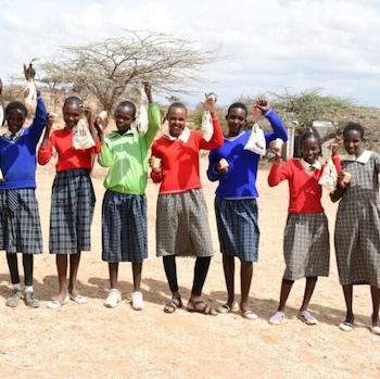 SAG Kit Distribution image showing Soitundo Primary School girls receiving 154 kits in Doldol, Kenya on Sep 15, 2023