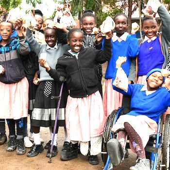 SAG Kit Distribution image showing Irigithathi Primary School girls receiving 76 kits in Irigithathi, Kenya on Sep 20, 2023