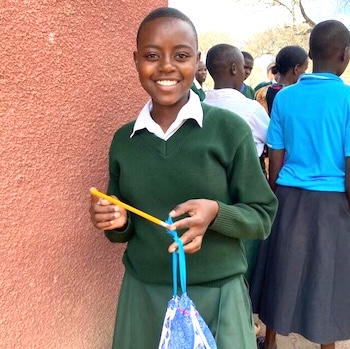 SAG Kit Distribution image showing Terrat Secondary School girls receiving 154 kits in Terrat, Tanzania on Sep 29, 2023