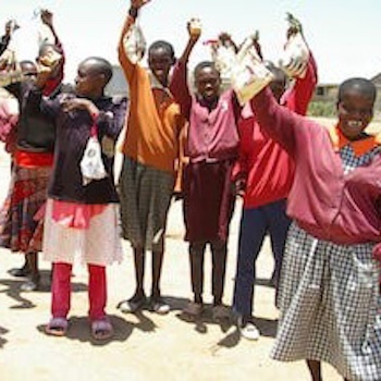 SAG Kit Distribution image showing Kiwanja Ya Ndege Special Needs girls receiving 60 kits in Laikipia, Kenya on Sep 29, 2023