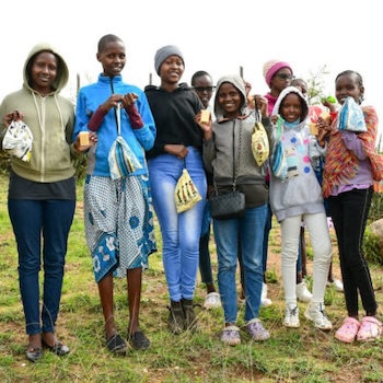 SAG Kit Distribution image showing Doldol Girls School girls receiving 184 kits in Doldol, Kenya on Nov 3, 2023