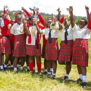 SAG Kit Distribution image showing Lukosero Secondary School girls receiving 189 kits in Timau, Kenya on Feb 7, 2024