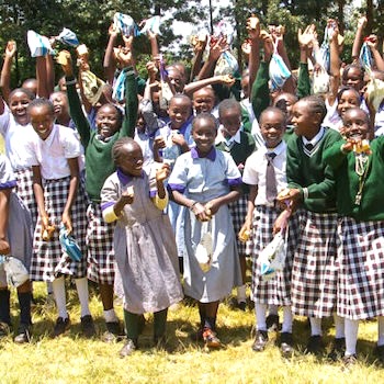SAG Kit Distribution image showing Muruguru Primary School girls receiving 237 kits in Muruguru, Kenya on Feb 16, 2024