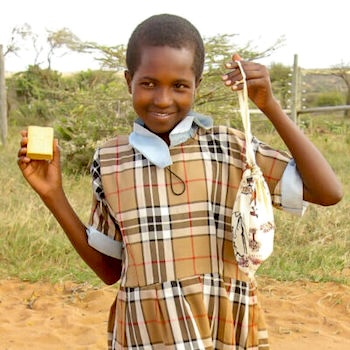 SAG Kit Distribution image showing Ewaso Primary School girls receiving 143 kits in Ewaso, Kenya on Mar 7, 2024