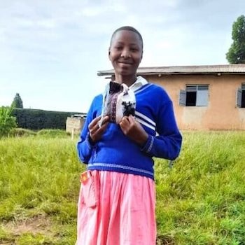 SAG Kit Distribution image showing Kagarama Primary School girls receiving 41 kits in Bubare, Uganda on Apr 8, 2024