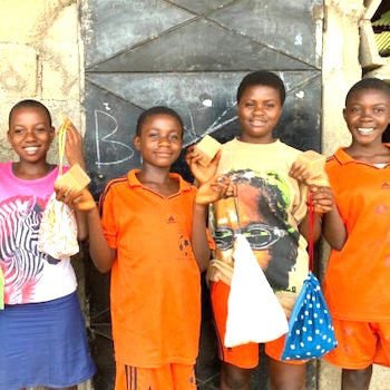 SAG Kit Distribution image showing Dibanda Secondary School girls receiving 247 kits in Dibanda, Cameroon on Apr 26, 2024