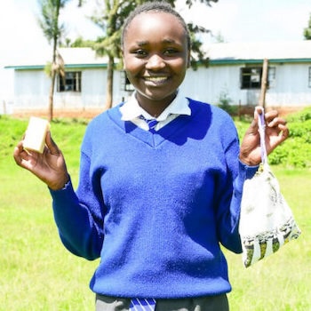 SAG Kit Distribution image showing Gitathiini Secondary School girls receiving 169 kits in Kamatwa, Kenya on May 17, 2024