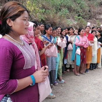 SAG Kit Distribution image showing Chhepare West girls receiving 106 kits in Rukum, Nepal on May 21, 2024