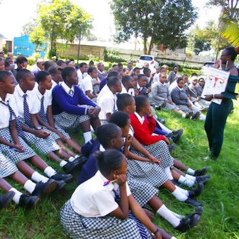 SAG Kit Distribution image showing Ngangarithi Secondary School girls receiving 242 kits in Ngangarithi, Kenya on May 24, 2024
