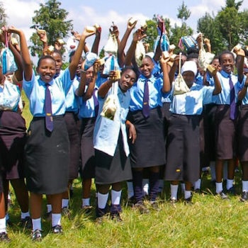 SAG Kit Distribution image showing Kihatha Secondary School girls receiving 162 kits in Kihatha, Kenya on Jun 7, 2024