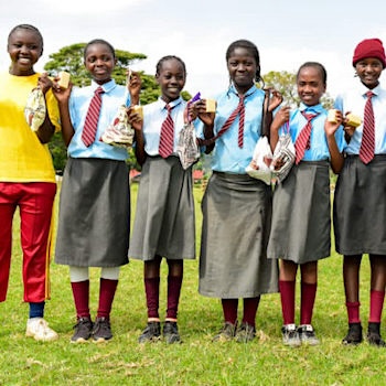 SAG Kit Distribution image showing Ihwa Primary School girls receiving 163 kits in Ihwa, Kenya on Jun 11, 2024