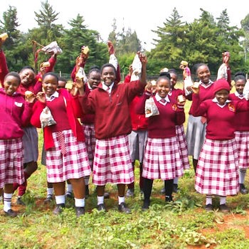 SAG Kit Distribution image showing Kigwandi Secondary School girls receiving 92 kits in Kigwandi, Kenya on Jun 24, 2024