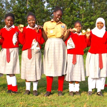 SAG Kit Distribution image showing Kiawaithanji Secondary School girls receiving 48 kits in Kiawaithanji, Kenya on Jun 24, 2024