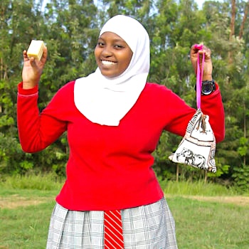 SAG Kit Distribution image showing Kiawaithanji Secondary School girls receiving 48 kits in Kiawaithanji, Kenya on Jun 24, 2024