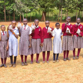 SAG Kit Distribution image showing Gichira Primary School girls receiving 195 kits in Gichira, Kenya on Jul 5, 2024
