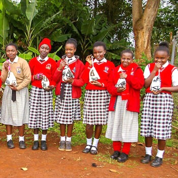 SAG Kit Distribution image showing Gachatha High School girls receiving 228 kits in Gachatha, Kenya on Jul 30, 2024