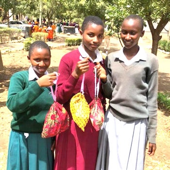 SAG Kit Distribution image showing Oljoro Secondary School girls receiving 65 kits in Manyara, Tanzania on Aug 30, 2024