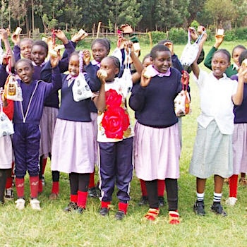 SAG Kit Distribution image showing Lion of Mathari Primary School girls receiving 465 kits in Kahuria, Kenya on Oct 3, 2024