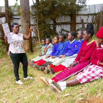 SAG Kit Distribution image showing Karunainin Primary School girls receiving 143 kits in Karunainin, Kenya on Oct 17, 2024