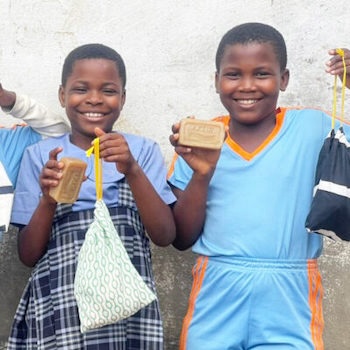 SAG Kit Distribution image showing Bonandive Academic Center girls receiving 81 kits in Muea, Cameroon on Oct 18, 2024
