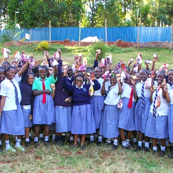 SAG Kit Distribution image showing Ndiaini Secondary School girls receiving 227 kits in Gakindu, Kenya on Nov 2, 2024