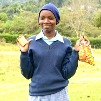 SAG Kit Distribution image showing Amboni Secondary School girls receiving 70 kits in Amboni, Kenya on Nov 21, 2024