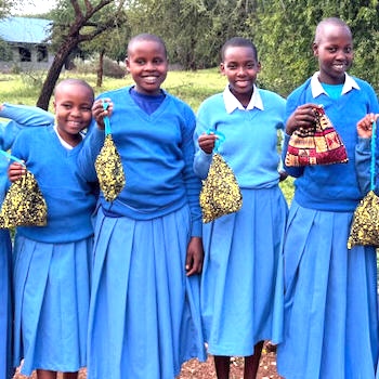 SAG Kit Distribution image showing Loibor Siret Secondary School girls receiving 21 kits in Manyara, Tanzania on Jan 23, 2025
