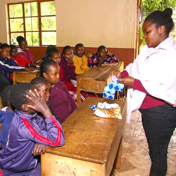 SAG Kit Distribution image showing Gaithuri Primary School girls receiving 141 kits in Gaithuri, Kenya on Jan 30, 2025