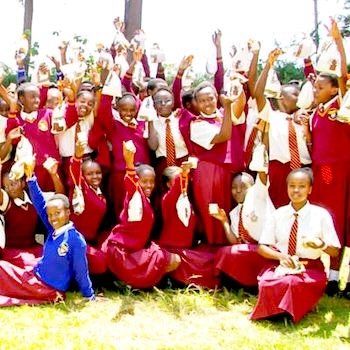 SAG Kit Distribution image showing Githakwa Secondary School girls receiving 238 kits in Githakwa, Kenya on Feb 7, 2025