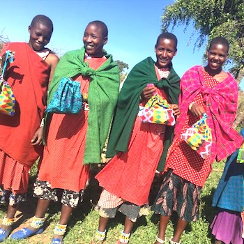 SAG Kit Distribution image showing Oldoinyo Village girls receiving 18 kits in Loliodo, Tanzania on Feb 16, 2025