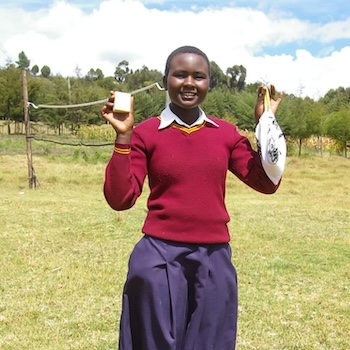 SAG Kit Distribution image showing Embaringo Secondary girls receiving 144 kits in Embaringo, Kenya on Mar 21, 2025