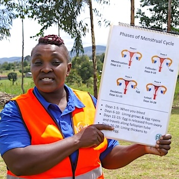 SAG Kit Distribution image showing Kimunyuru Secondary girls receiving 70 kits in Kimunyuru, Kenya on Mar 21, 2025