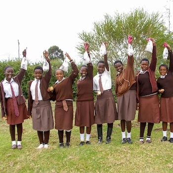 SAG Kit Distribution image showing Bellevue Secondary School girls receiving 120 kits in Bellevue, Kenya on Mar 27, 2025