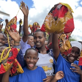 SAG Kit Distribution image showing Nasinyai High School girls receiving 221 kits in Mererani, Tanzania on Apr 11, 2025