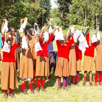 SAG Kit Distribution image showing Ngaini Primary School girls receiving 162 kits in Ngaini, Kenya on Jun 12, 2025