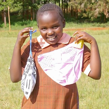 SAG Kit Distribution image showing Ngaini Primary School girls receiving 162 kits in Ngaini, Kenya on Jun 12, 2025