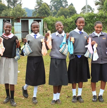 SAG Kit Distribution image showing Ithwagi Primary School girls receiving 165 kits in Ithwagi, Kenya on Jul 11, 2025