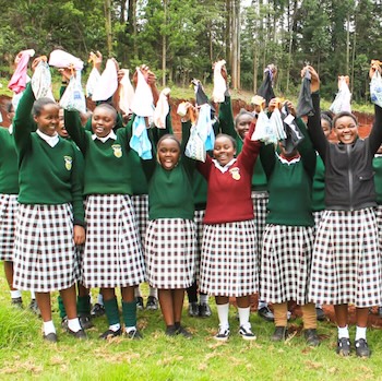 SAG Kit Distribution image showing Gathehu Secondary School girls receiving 127 kits in Ithwagi, Kenya on Jul 11, 2025