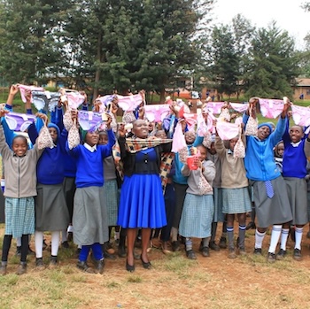 SAG Kit Distribution image showing Kiamwangi Primary School girls receiving 171 kits in Karatina, Kenya on Jul 29, 2025