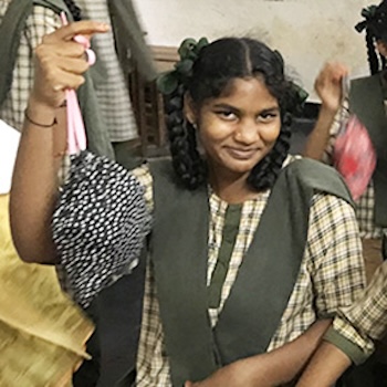 SAG Kit Distribution image showing Zp High School (funded by Los Altos Rotary Club) girls receiving 77 kits in Plapadu, India on Sep 11, 2025