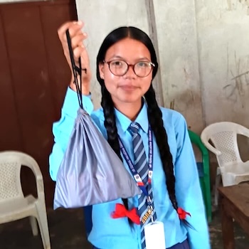 SAG Kit Distribution image showing Shree Dipendra Secondary School girls receiving 60 kits in Rolpa Municipality-1, Nepal on Sep 8, 2025