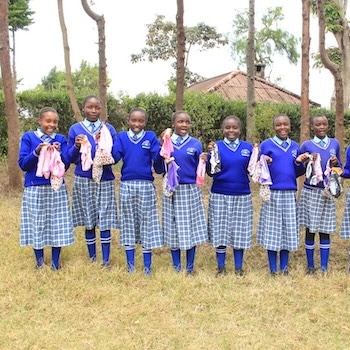 SAG Kit Distribution image showing Ndathi Primary girls receiving 367 kits in Kimahuri, Kenya on Sep 26, 2025