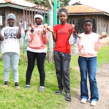 SAG Kit Distribution image showing Othaya Secondary School girls receiving 53 kits in Wmeiga, Kenya on Nov 14, 2025