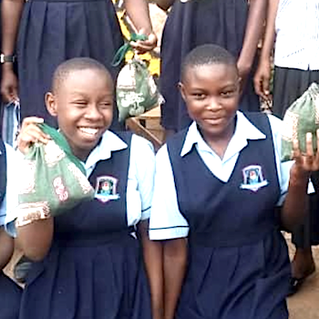 SAG Kit Distribution image showing Felister Junior School girls receiving 40 kits in Kampala, Uganda on Mar 3, 2025